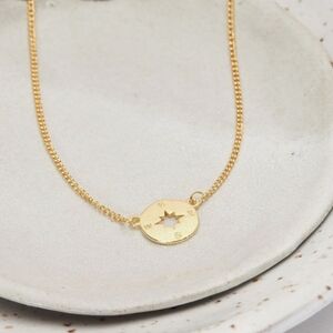 Gold Compass Pendant Necklace